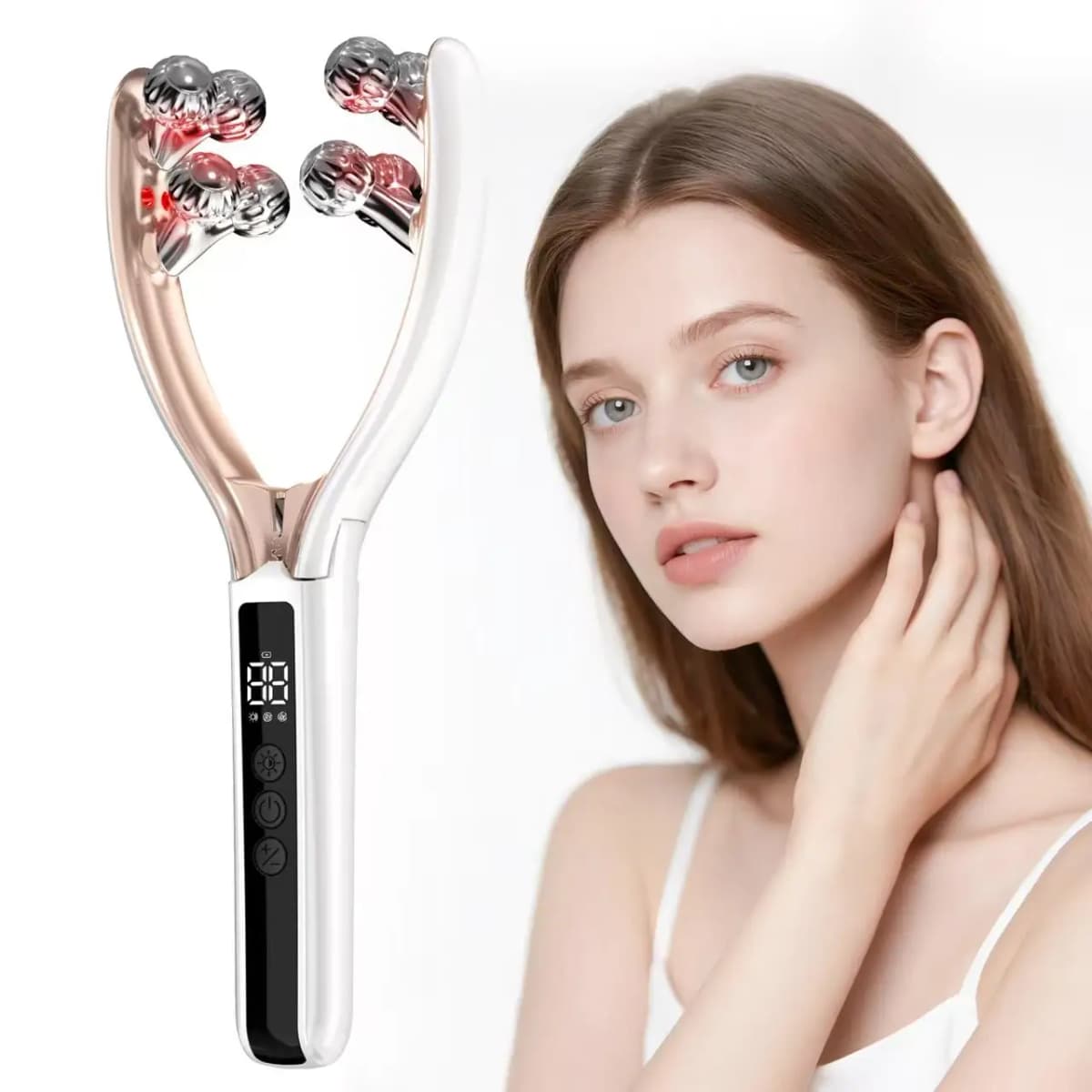 Doge&Vollar Facial Massager Face and Neck|Shaper & Slimmer for Women|Puffiness Reduction & Improved Circulation|Lymphatic Contour Face Brush Face Roller Lymphatic Drainage|Rechargeable for Home & Travel Use