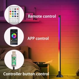 Smart RGB LED Corner Floor Lamp, App And Remote Control, Music Sync Color Changing Light, Modern Mood Lighting for Living Room Bedroom Gaming Setup
