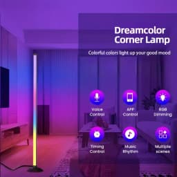 Smart RGB LED Corner Floor Lamp, App And Remote Control, Music Sync Color Changing Light, Modern Mood Lighting for Living Room Bedroom Gaming Setup