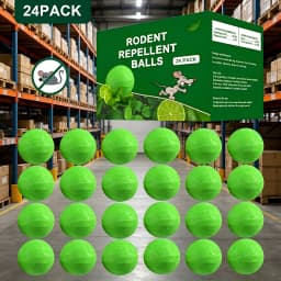 24 PCS - Natural Rodent Repellent Balls. Effectively Repel Squirrels, Mice, Rats, Spiders, Cockroaches and Other Pests. Ideal for Kitchens, Warehouses, Vehicles, Indoor and Outdoor Use. Safe for Families and Pets.