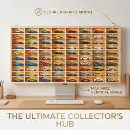 80 Slots Real Wood 1:64 Diecast Toy Car Display Case Wall Mounted Display Rack Holder Open Shelf Storage Organizer for Small Model Cars Collection Premium Solid Wood Grids Display Unit Mini Vehicles Storage Box Large Capacity Shadow Box Home Garage Decor