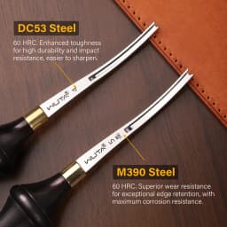 WUTA 1PC Leather Edge Beveler PRO Skiving Craft Work M390 / DC53 Steel Ebony Handle Cutter Edger Creaser Skiver Leather Tools