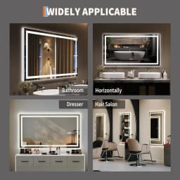 LED Bathroom Mirror with Memory, Stepless Dimmable/Anti-Fog/Shatter-Proof/Front&Backlit, Lighted Vanity Mirror, Wall Mount