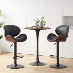 Farini Set of 2 Swivel Bar Stools, Adjustable Height Bentwood Barstools with Backrest & Footrest, Modern Kitchen Counter Chair for Home Bar, Island