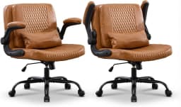 TCGBKAF Ergonomic Office Chair Criss Cross Chair with Flip Backrest PU Leather Adjustable Height Swivel Chair with Flip Up Arms