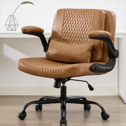 TCGBKAF Ergonomic Office Chair Criss Cross Chair with Flip Backrest PU Leather Adjustable Height Swivel Chair with Flip Up Arms
