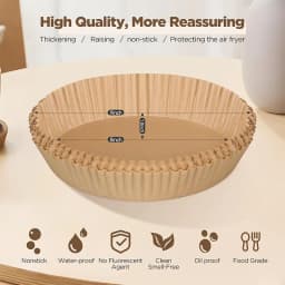 50 Pack 8 Inch Air Fryer Liners - Essential Non-Stick Parchment for 5-8 QT Air Fryer Kitchen Accessories