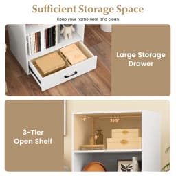 4-Tier Bookcase with Drawer 3 Open Shelves Anti-Toppling Kits Home Office