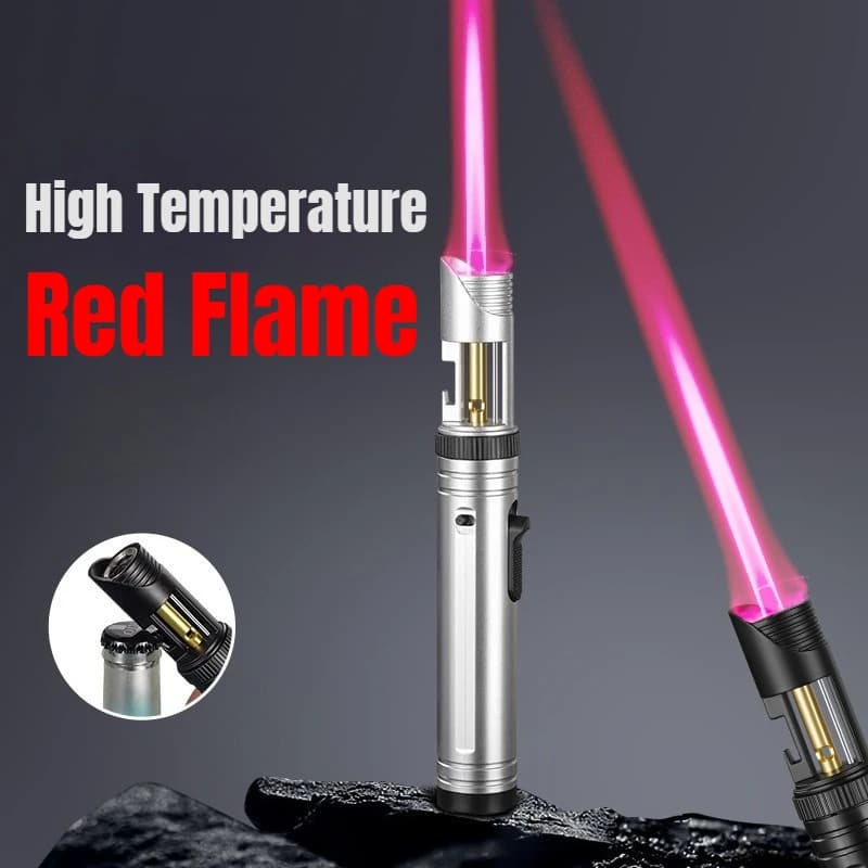 New Multifunctional Red Flame Jet Gas Igniter Windproof Portable Turbo Torch Lighter for Men's Gifts Cigarette Accessories
