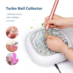 130W High Power Mini Nail Dust Collector Vacuum Cleaner 6 Gear Adjustable Suction Manicure Extractor Fan with High Density Filter for Nail Salon Personal Use
