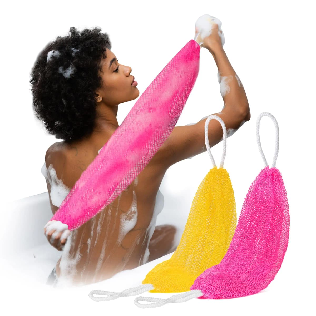 African Net Bath Sponge Exfoliating Shower Puff Foam Towel Stretch Body Scrubber Back Cleaning Sponge Soft Mesh Bath Net for Skin Exfoliation Daily Shower Body Care Accessories