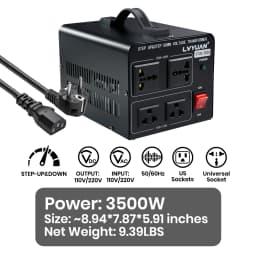 Lvyuan Voltage Converter Transformer 700VA/3500VA/6000VA Heavy Duty Step Up/Down Transformer with US&UN Outlet 5V USB Port