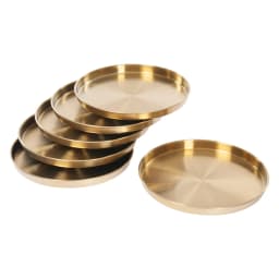 6Pcs Round Serving Trays, Stainless Steel Table Tray, Versatile Gold Decorative Tray Jewelry Display Tray Tea Service Tray NEW
