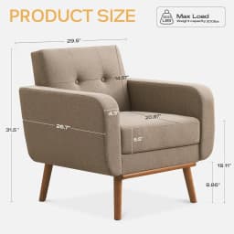 Fabric Accent Chair Set of 2 Button Tufted Upholstered Arm Chair Mid Century Living Room Bedroom Study Office Brown Customized