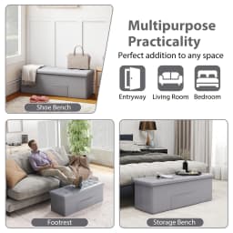 43 Inches Folding Storage Ottoman Bench with Side Pocket Storage Chest