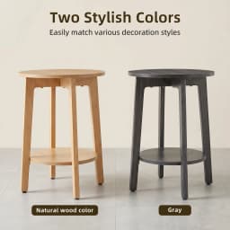JHK Wood Round Side Tables Coffee Table For Living Room 2-Tier Center Counter with Storage Shelf Bedside Nightstand with Non-Slip Pads