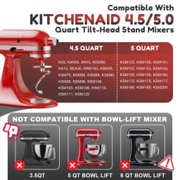 Stainless Steel Spiral Dough Hook for KitchenAid Stand Mixer Bread Hook Attachment Fits 4.5QT Mixing Bowl Dishwasher Safe