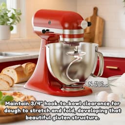 Stainless Steel Spiral Dough Hook for KitchenAid Stand Mixer Bread Hook Attachment Fits 4.5QT Mixing Bowl Dishwasher Safe