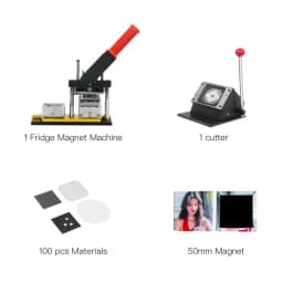 2026 Best Fridge Magnet Button Making Machine, 50*50mm Square Magnet Maker (Machine+Cutter+100 Magnets)