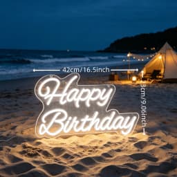 Happy Birthday LED Neon Sign, USB Powered White Neon Light for Birthday Party Decor, Wall Art Decor for Bedroom Living Room, Birthday Gift Party Supplies