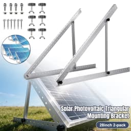28inch 2-Pack Adjustable Solar Panel Mounting Bracket Triangle Aluminum Alloy PV Tilt Support Rack for RV Boat Roof 0-90° Angle Adjustable