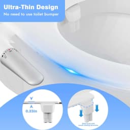 Ultra-Slim Bidet Attachment for Toilet - Dual Nozzle (Frontal & Rear Wash), Adjustable Water Pressure, Non-Electric, Cold Fresh Water, Easy to Install, Fits Existing Toilets (White)
