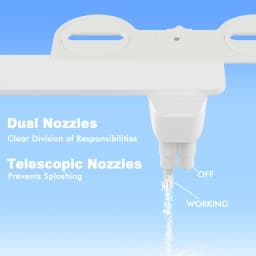 Ultra-Slim Bidet Attachment for Toilet - Dual Nozzle (Frontal & Rear Wash), Adjustable Water Pressure, Non-Electric, Cold Fresh Water, Easy to Install, Fits Existing Toilets (White)
