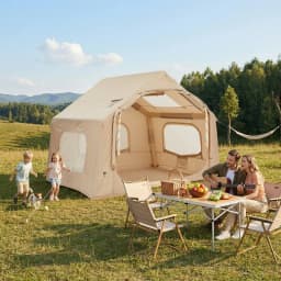 Large Inflatable Camping Tent for 4-6 Adults - 8 Square Outdoor Shelter with Hand Pump - Quick Setup, Weather-Resistant