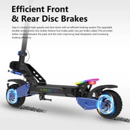 REDDYDY Adult Electric Scooter APP Control 3600W Peak Dual Motors 45MPH Max Speed 50Miles Max Range 60V18.2Ah Battery Smart Riding 3 Modes NFC Unlocking Dual Hydraulic Disc Brakes Full Suspension 10.5' Tires for Commuting Outdoor RD2/PRO Offroad E-Scooter