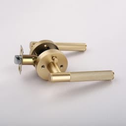 Viladepot Privacy Door Handle Rear Knurled Handle Lever Matte Gold Round Base Bedroom Bathroom Door Lock Reversible