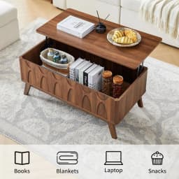 Coffee Table, Lift Top Coffee Table with Hidden Compartment,Mid Century Modern Lift Tabletop for Home Living Room, Customized
