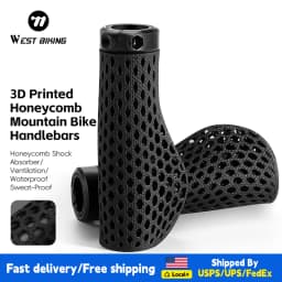 WEST BIKING 3D Printed Bicycle Grips Shock Absorption Mountain Bike Handlebar Cover Professional MTB Ergonomic Handle Grips