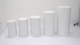 5Pcs Cylinder Pedestal Stand, Metal Cylinder Stands for Party Event Decor White Cylinder Pedestal Stand for Cake, Dessert,Flower