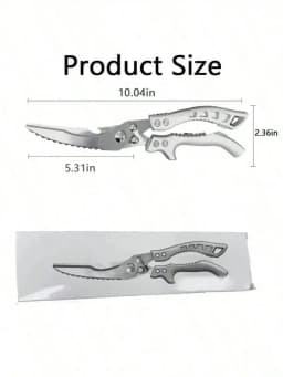 1PC Anti-Slip Grip Kitchen Scissors, Cutting Meat Turkey Fish Vegetable Stainless Steel Scissors, Anti-Slip Kitchen Utensil