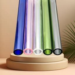 7 pcs Clear/Color Glass Beverage Straw, 4-Inch Reusable, Used For Coffee and Beverage, Cocktails, Wine Consumption