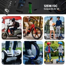 54.6V 3A E-Scooter Charger with 7 Plugs & Smart LCD Touch-Screen, UL Certified Fast Charger for 48V Li-ion Battery, Replacement