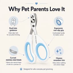 LOVE PET PROSPER Pet Nail Clippers for Dogs, Cats & Small Animals, Dual-Hole Stainless Steel Pet Nail Trimmer with Ergonomic Non-Slip Grip, Safe Grooming Clippers for Puppies, Rabbits, Birds & Hamsters