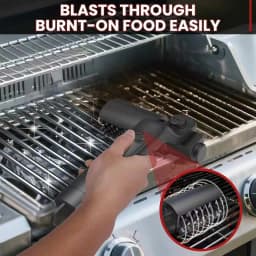 Built-in 4000mAh Rechargeable Battery with 3 Adjustable Speed Modes. The Rotating Cleaning Head Delivers Powerful Scrubbing Force to Remove Burnt Grease, Charred Residue and Food Debris on Grills Without Strenuous Manual Brushing.