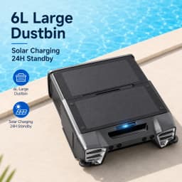 Y80 Solar Robotic Pool Cleaner Cordless Pool Skimmer with 24 Hours Continuous Cleaning 6L Large Debris Bag Remote Control Smart Obstacle Avoidance and Auto-Parking for Above Ground Pools