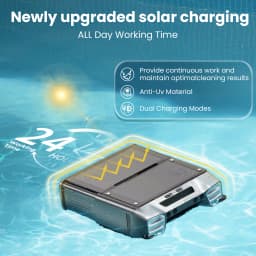 Y80 Solar Robotic Pool Cleaner Cordless Pool Skimmer with 24 Hours Continuous Cleaning 6L Large Debris Bag Remote Control Smart Obstacle Avoidance and Auto-Parking for Above Ground Pools