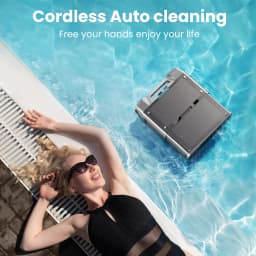 Y80 Solar Robotic Pool Cleaner Cordless Pool Skimmer with 24 Hours Continuous Cleaning 6L Large Debris Bag Remote Control Smart Obstacle Avoidance and Auto-Parking for Above Ground Pools