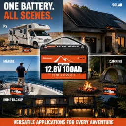 BUKNUWO LiFePO4 12V/12.8V 100Ah Lithium Battery Pack With Bluetooth Built-in 100A BMS Grade A Cells 8000+ Cycles BMS Grade A For Boat RV Campers Solar System
