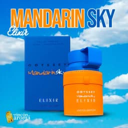 Armaf Odyssey Mandarin Sky Elixir Limited Edition Eau De Parfum 3.4 Fl Oz, Intense Fresh Mandarin Citrus Unisex Fragrance, Thermos Bottle with Orange Leather Sleeve