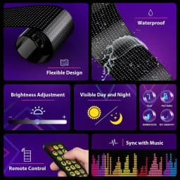 Car Devil Eyes Light Led Soft Screen DIY Colorful Car Windshield Dynamic LED Smart Phone App Control Flexible Matrix Screen