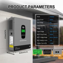 DATOUBOSS 3300W Hybrid Solar Inverter 24V Pure Sine Wave Inverter Charger 5000W PV Input 120A MPPT Solar Charge Controller Off-Grid WiFi Monitoring UPS 10ms Transfer
