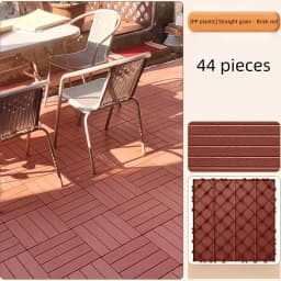 44Pcs Interlocking Anti-Slip Plastic Floor Tiles, Waterproof Reusable Snap Together Flooring Mats, Indoor Outdoor Use for Patio Garage Basement Balcony