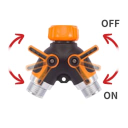 Giraffe Tools 2-Way Hose Splitter with Shut-Off Valves | Solid Brass, 3/4" GHT, Outdoor Faucet, Independent Shut-Off Valves, Garden Watering