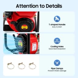 7.5hp 210cc 4-Stroke Diesel Engine Water Pump Air Cooled Single Cylinder 110gpm Flow Water Transfer Pump 2 Inch Water Pump for Farm Irrigation Drainage
