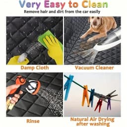 Waterproof Dog Car Back Seat Cover With Breathable Mesh Window Heavy Duty Oxford Fabric Anti-Scratch Pet Back Seat Protector With Storage Pockets Side Flaps & Carry Handles Universal For Most Vehicles