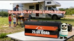 Buknuwo 24V/25.6 100Ah M8 Smart LiFePO4 Lithium Battery With Bluetooth, 2560Wh Power Energy Built-in 100A BMS Low Temperature Protection Capable Of Over 4000 Deep Cycles Support Parallel Battery For Trolling Motor, Marine, RV, Solar And Off-Grid